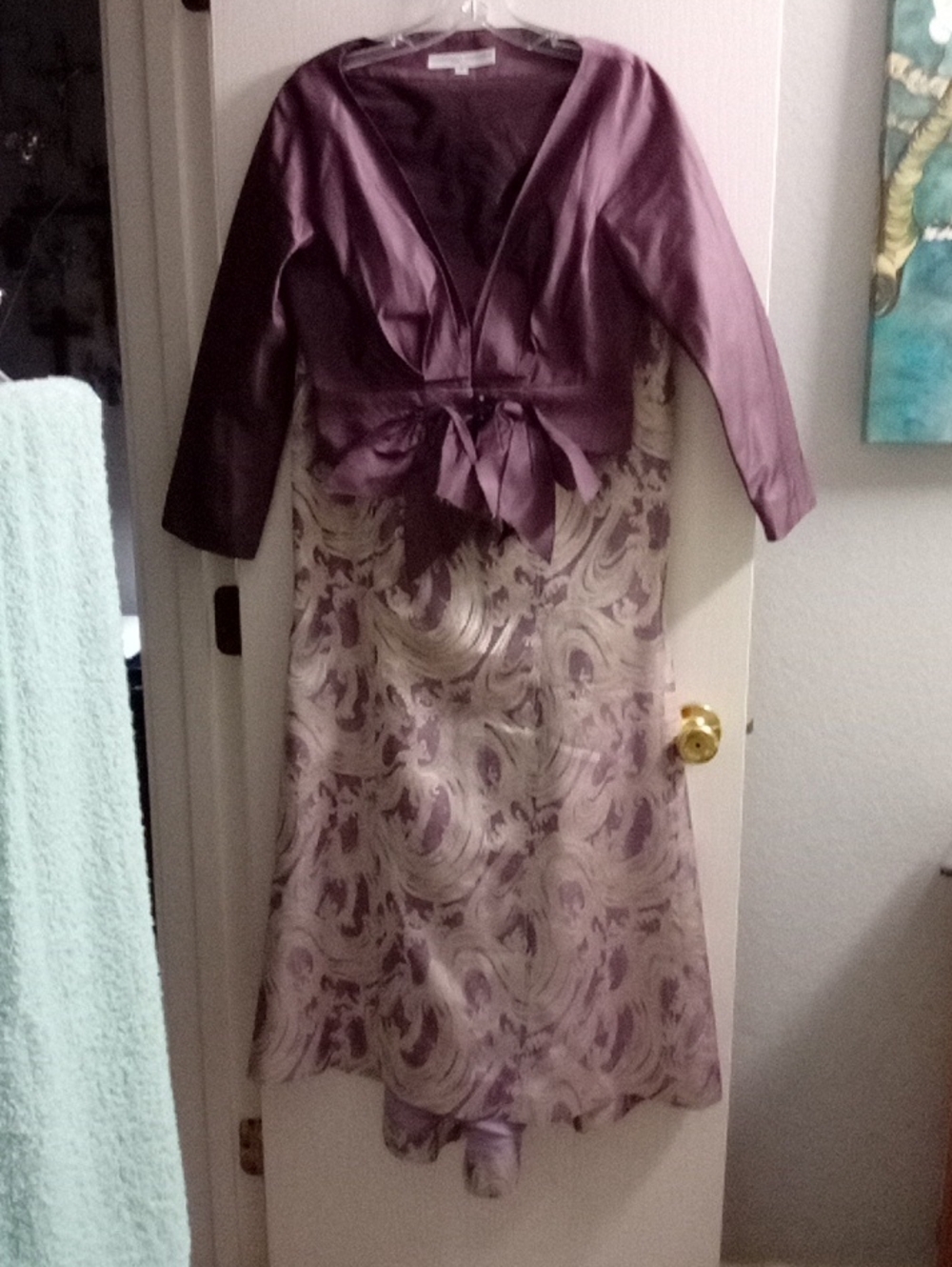 Carolina Herrera Mauve Satin Jacket with Ribbed Collar